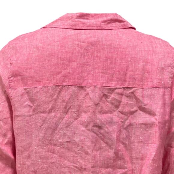 Tahari Pink 3/4 Sleeve Oversize Boho Mom Gauze Loose Fit Linen Top Size 1X - Picture 6 of 16